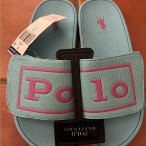 Polo Ralph Lauren Blue and Pink Slides